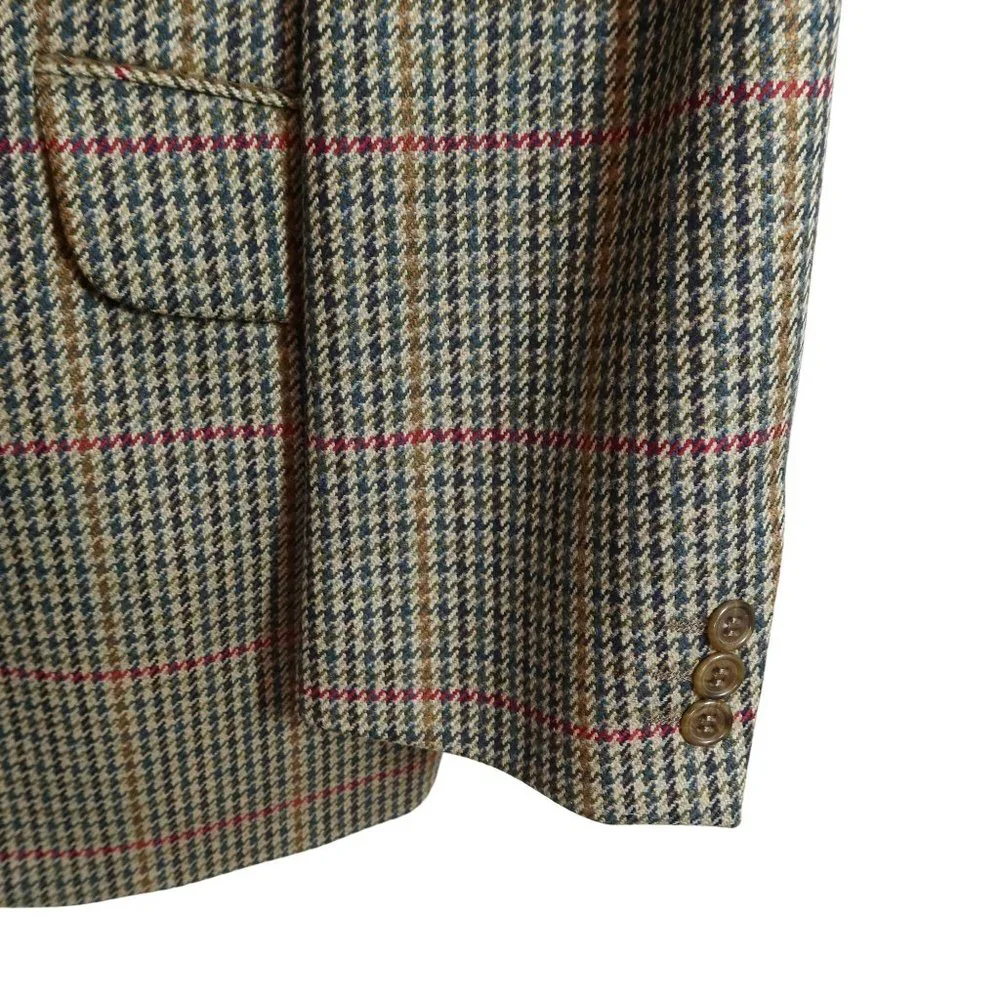 Vintage BROOK TAVERNER 42L Saxony Supreme Wool Houndstooth Blazer Sport Coat